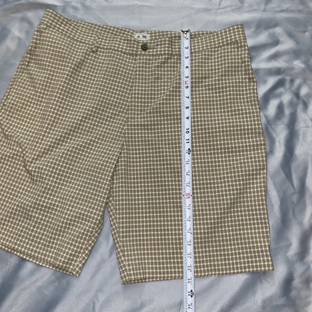Adidas Golf Shorts Mens 40 Khaki Tan Gingham Check - Picture 3 of 7